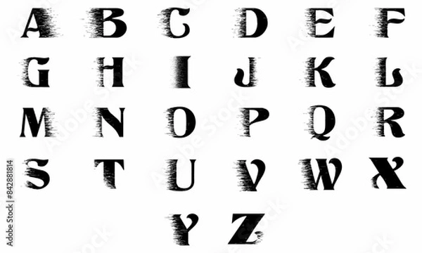 Obraz Alphabet Line Art Illustration Flat Design