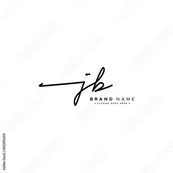 Fototapeta JB Signature Logo - Handwritten Vector Logo Template for JB Alphabet