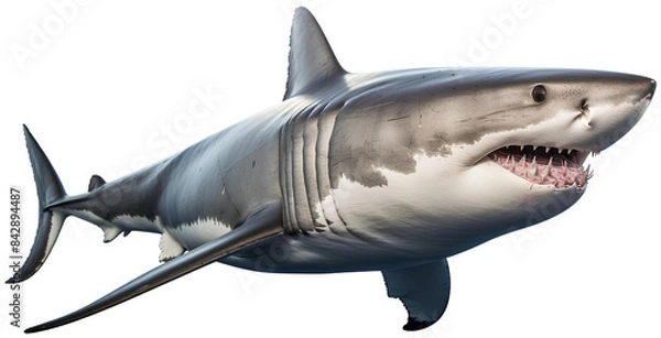 Fototapeta great white shark isolated on transparent background.