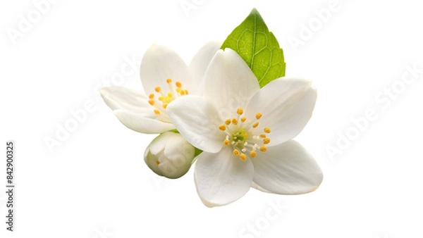 Fototapeta White jasmine isolated on transparent  background
