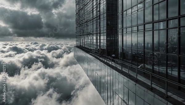 Fototapeta The awe-inspiring architecture of a skyscraper piercing the clouds ai_generated