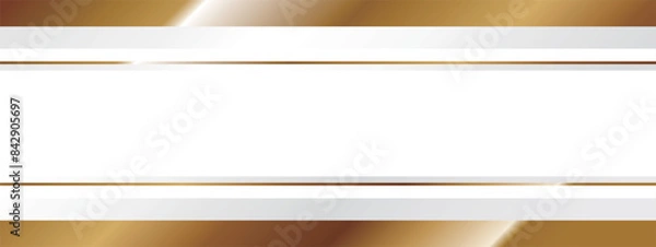 Fototapeta 高級感のある抽象的なバナー　ホワイト＆ゴールド