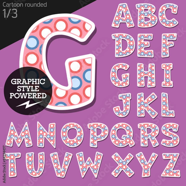 Fototapeta Vector children alphabet set in funny dots style. Uppercase letters