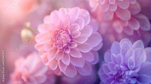 Fototapeta Pastel flower background. Colorful pastel Purple pink and white. Backdrop with space for text. Eye-catching background for social media and printing design. 