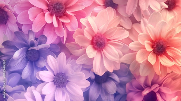 Fototapeta Pastel flower background. Colorful pastel Purple pink and white. Backdrop with space for text. Eye-catching background for social media and printing design. 