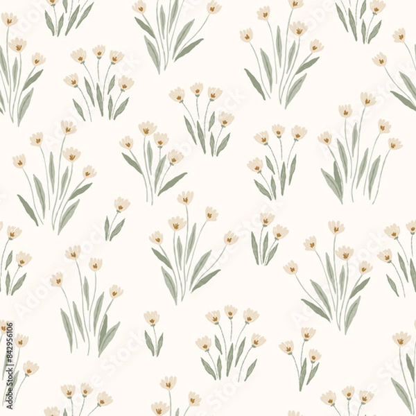 Obraz Delicate fabric floral print. Seamless floral pattern file for textile, wallpaper, stationery, poster, card design. Repeating vector background
