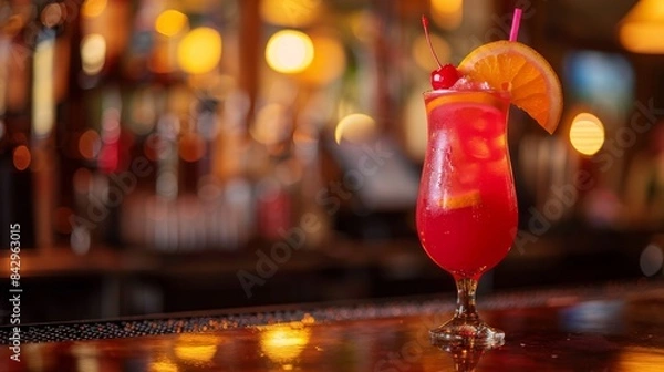 Fototapeta A Refreshing Hurricane Cocktail in Vibrant Red and Pink Hues