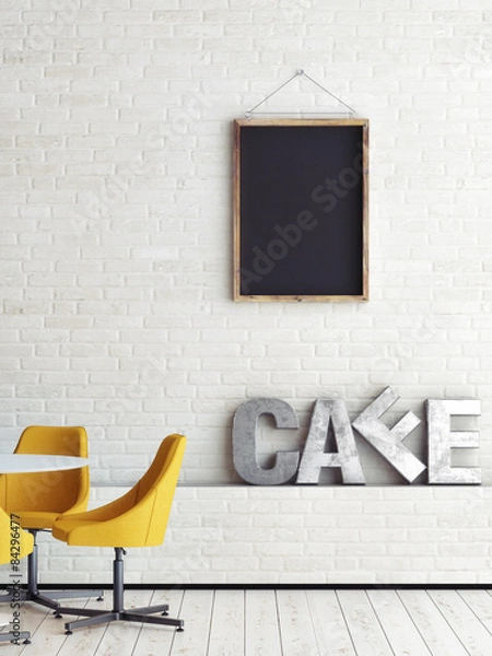 Fototapeta Mock up cafe space, 3d illustration