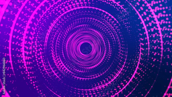 Fototapeta Digital light tunnel, abstract digital cyber space light tunnel background, . Futuristic 3D portal. Futuristic particle flow.