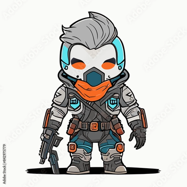 Fototapeta "Frontal View Cyberpunk Mascot Illustration for Graphic Projects: Futuristic Graphic"
