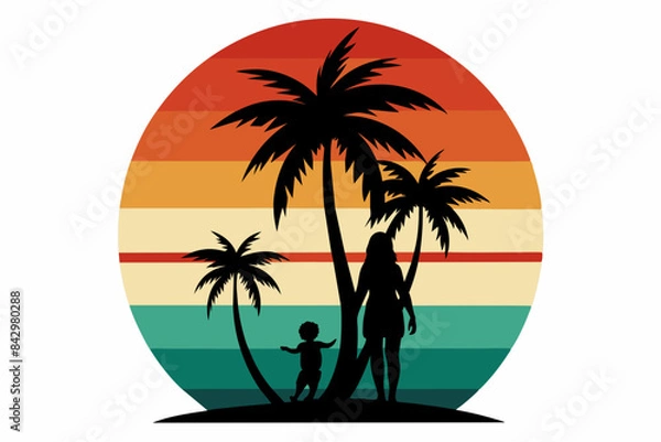 Fototapeta palm tree t-shirt design vector illustration