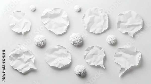 Fototapeta White paper balls are on the white background ,pattern of cosmetic cotton pads on white background