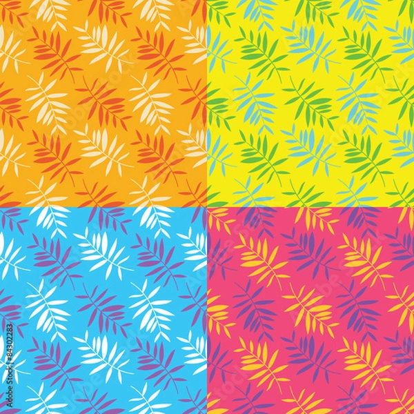 Obraz A set of four seamless summer leaf patterns
