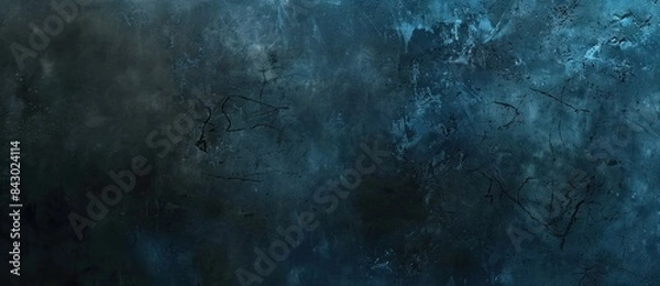 Fototapeta Dark blue grunge background with cracks and scratches for industrial touch. Vintage, distressed, and versatile urban backdrop. High-res image for construction or architecture projects