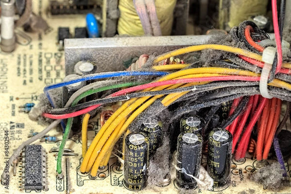 Obraz Dusty Electronic circuit board, Closeup