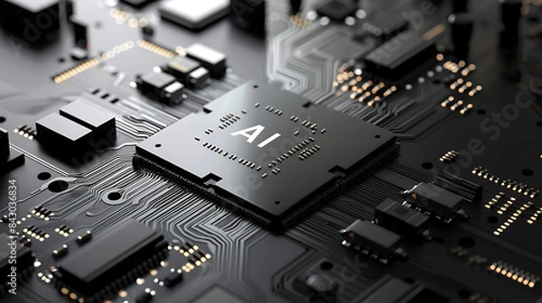 Obraz Future in Focus: A High-Resolution Photo of an AI Microchip