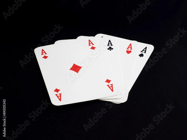 Fototapeta Four aces on black background