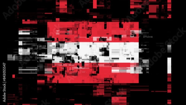Fototapeta 3D rendering flag Austria with screen effects of technological glitches