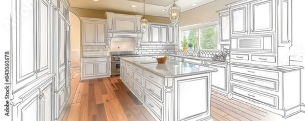 Fototapeta Home kitchen renovation progress shot.