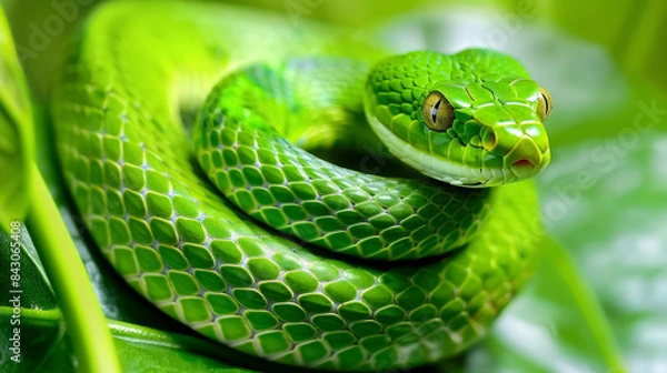 Fototapeta Some snakes are named green snakes because of their color. The North American green snakes belong to the genus Opheodrys.