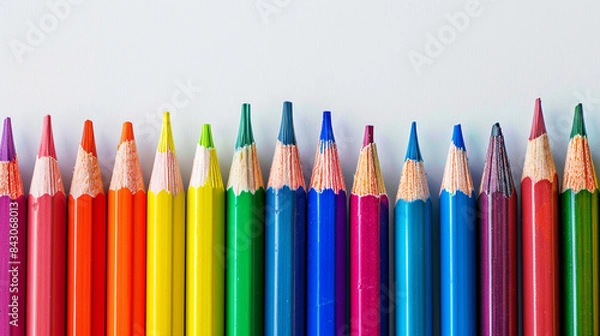 Fototapeta color pencils on white background