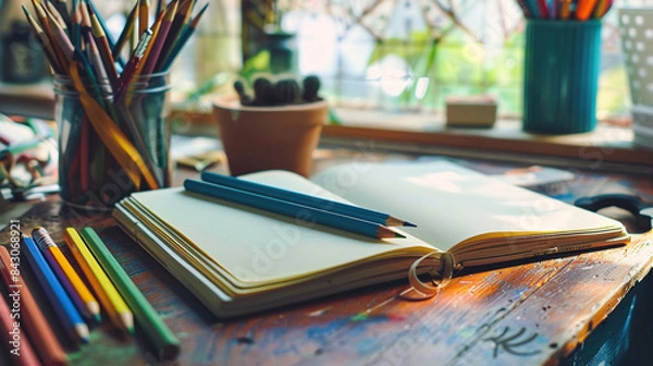 Fototapeta notebook and pen