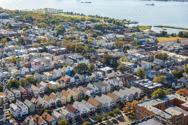 Fototapeta View to New Jersey city from helicopter
