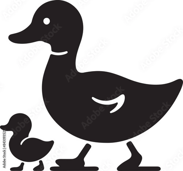 Fototapeta Duck black silhouette isolated on white background