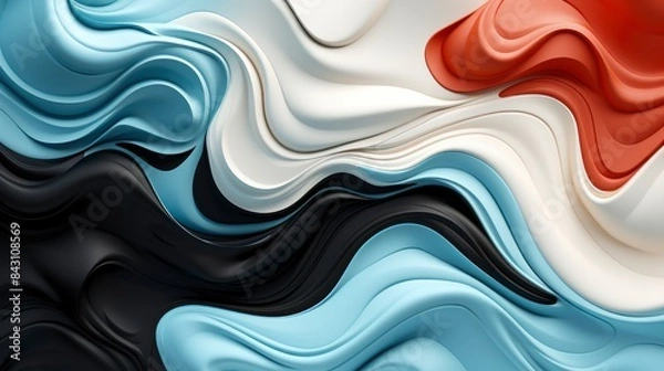 Fototapeta Abstract 3d background with glossy silk waves