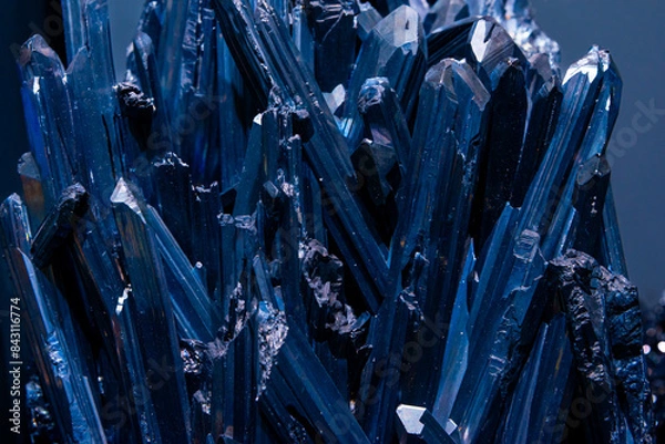 Fototapeta Blue metallic stone close up making a interesting background in geology.