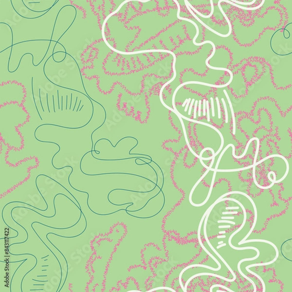 Fototapeta Seamless hand-drawn abstract vector pattern for textile and texture design