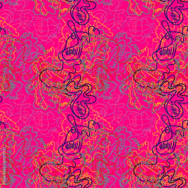 Fototapeta Seamless hand-drawn abstract vector pattern for textile and texture design