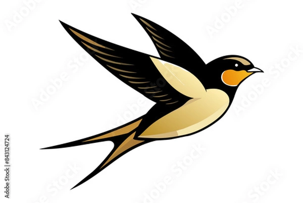 Fototapeta Barn Swallow different style vector illustration line art 
