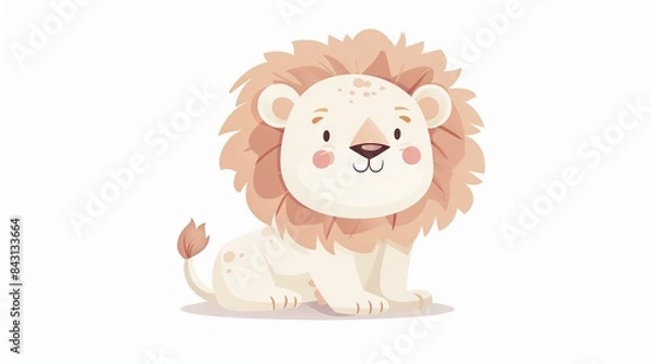 Obraz   A cartoon lion lies on the ground with its head tilted to the side, eyes closed and mouth agape