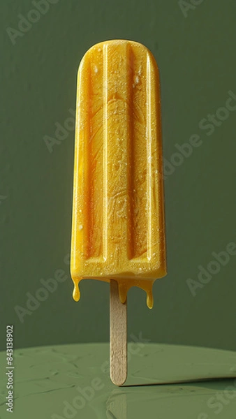 Fototapeta 3d rendered delicious ice lolly on plain green background made with generative AI