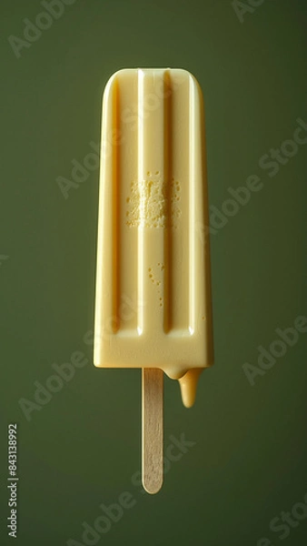 Fototapeta 3d rendered delicious ice lolly on plain green background made with generative AI