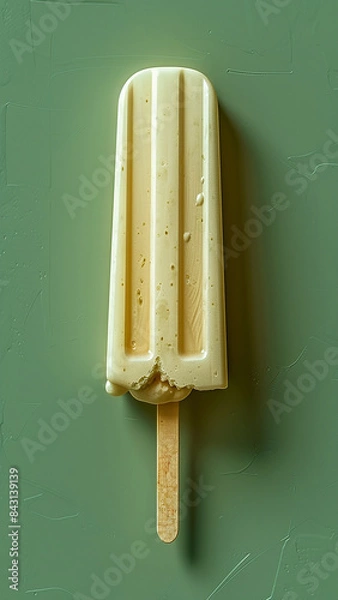 Fototapeta 3d rendered delicious ice lolly on plain green background made with generative AI