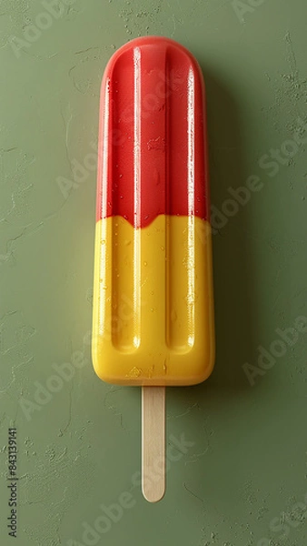 Fototapeta 3d rendered delicious ice lolly on plain green background made with generative AI