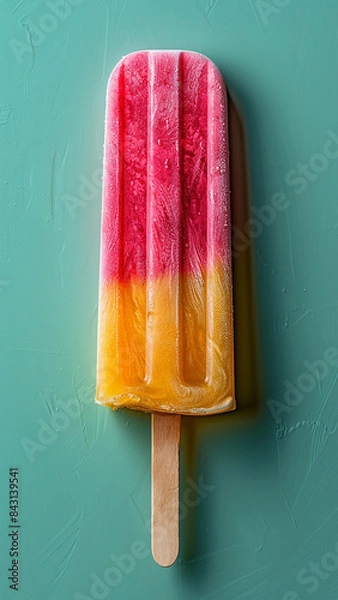 Fototapeta 3d rendered delicious ice lolly on plain green background made with generative AI