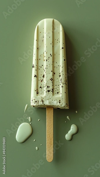 Fototapeta 3d rendered delicious ice lolly on plain green background made with generative AI