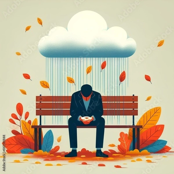 Obraz Sad mode, young man, vector 