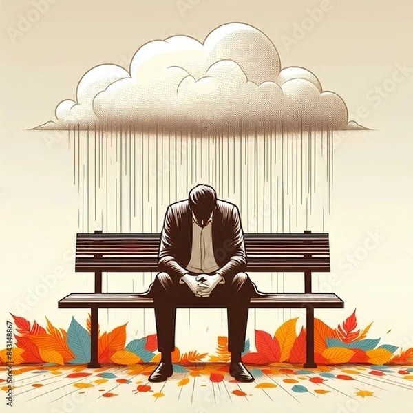 Obraz Sad mode, young man, vector 