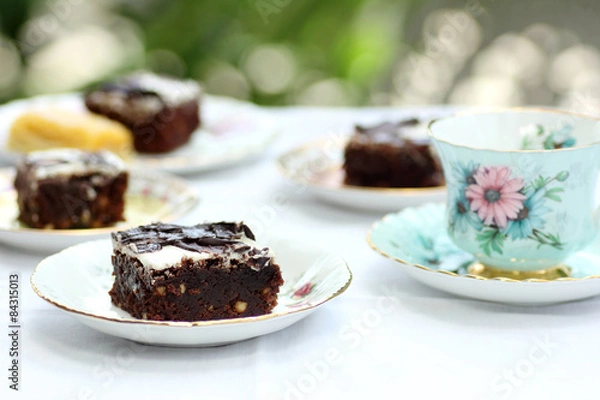 Fototapeta brownies set for tea time