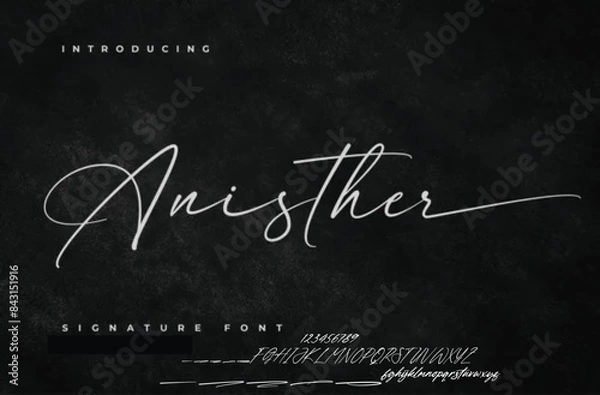 Obraz Signature Font Calligraphy Logotype Script Brush Font Type Font lettering handwritten