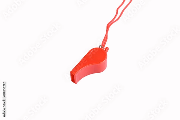 Obraz red whistle isolated on white background