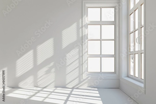 Obraz Bright winter light through three white windows
