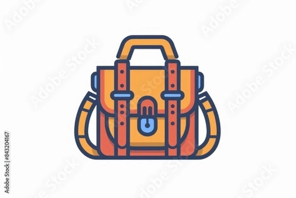 Fototapeta Line Icon with Flat Graphics Element of Bag Vector Illustration stock illustration 