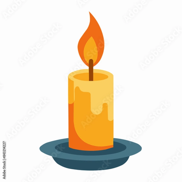 Fototapeta burning candle on a white background