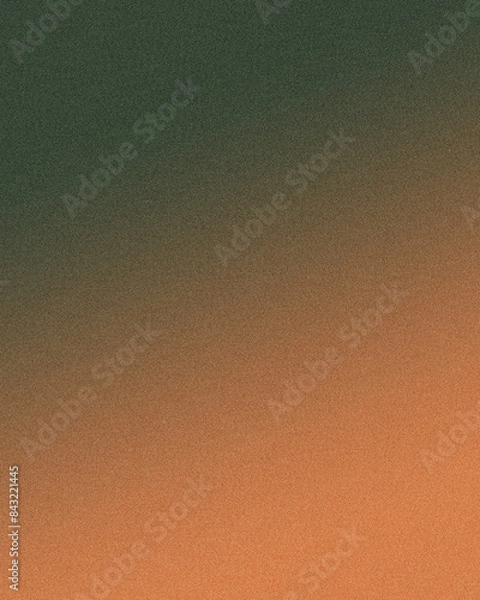 Fototapeta Gradient background with soft grainy texture, dark green to warm orange colors, bannner template backdrop