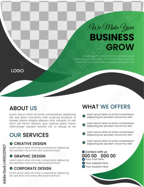 Obraz business, flyer, design, template, card, vector, banner, web, illustration, corporate, symbol, text, shapes